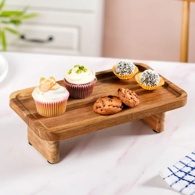 10-Inch Versatile Wooden Serving Riser Platter 1
