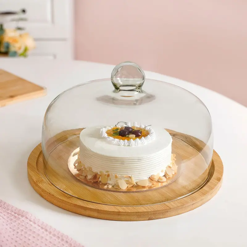 11" Glass Cloche Cake Stand On Elegant Pedestal 1