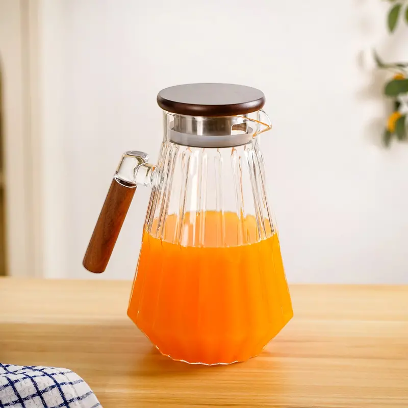 1600Ml Geometric-Fusion Borosilicate Glass Pitcher 1