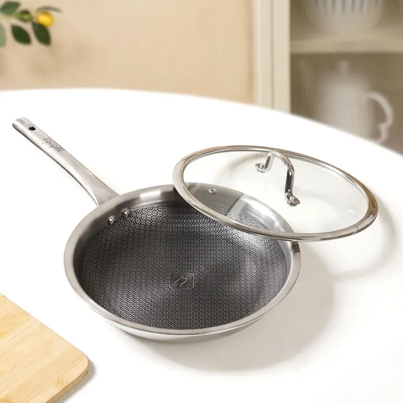 1750Ml Tri-Ply Honeycomb Fry Pan With Secure-Fit Lid – Non-Stick & Induction Safe 1