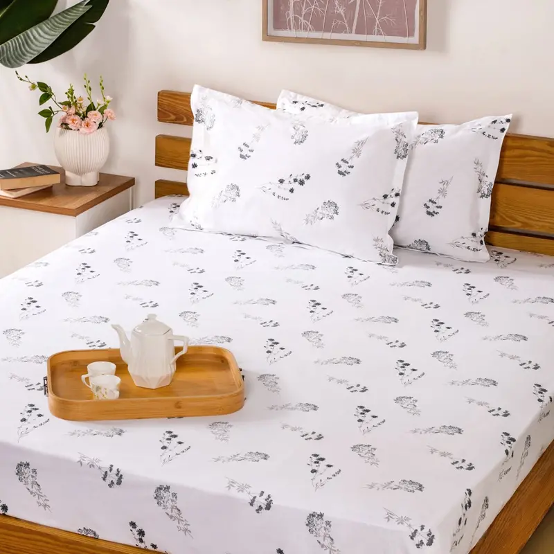 180 Tc Pure Cotton Printed King Size Bedsheet Set With Pillowcases (275X275 Cm) 1