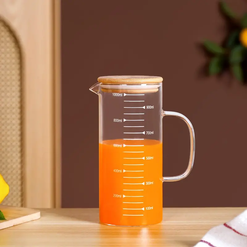 1L Measuring Glass Jug With Bamboo Lid – Precision Pouring Vessel 1