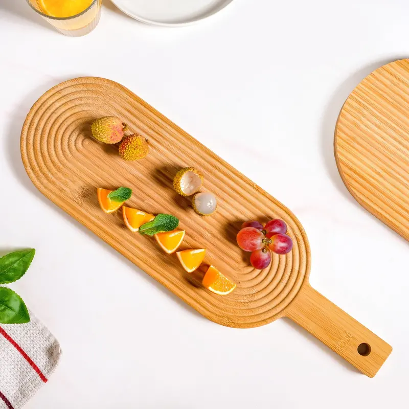 20" Spiral-Inspired Wooden Zen Serving Tray 1