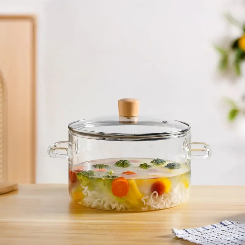 3.2L Minimalist Borosilicate Cooking Pot – Modern Glass Design With Lid 1