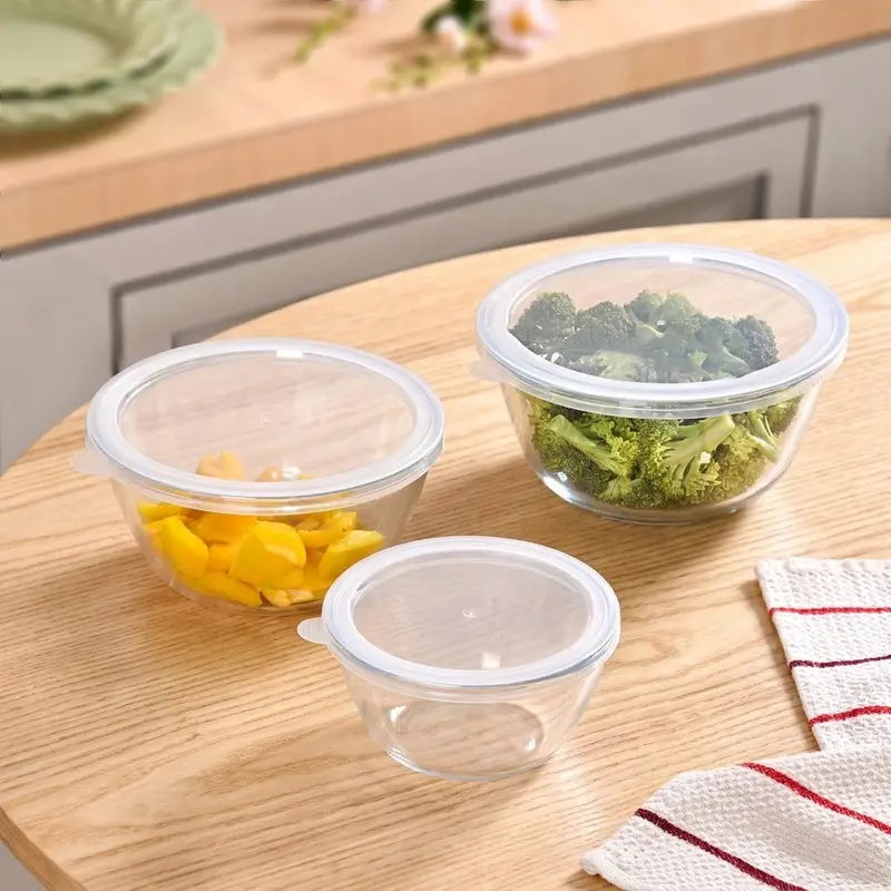 3-Piece Microwave-Safe Glass Bowl Set With Airtight Lids 1