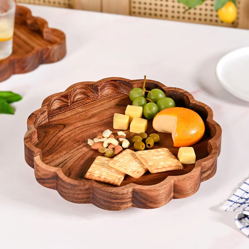30Cm Scalloped Acacia Wood Lazy Susan 1