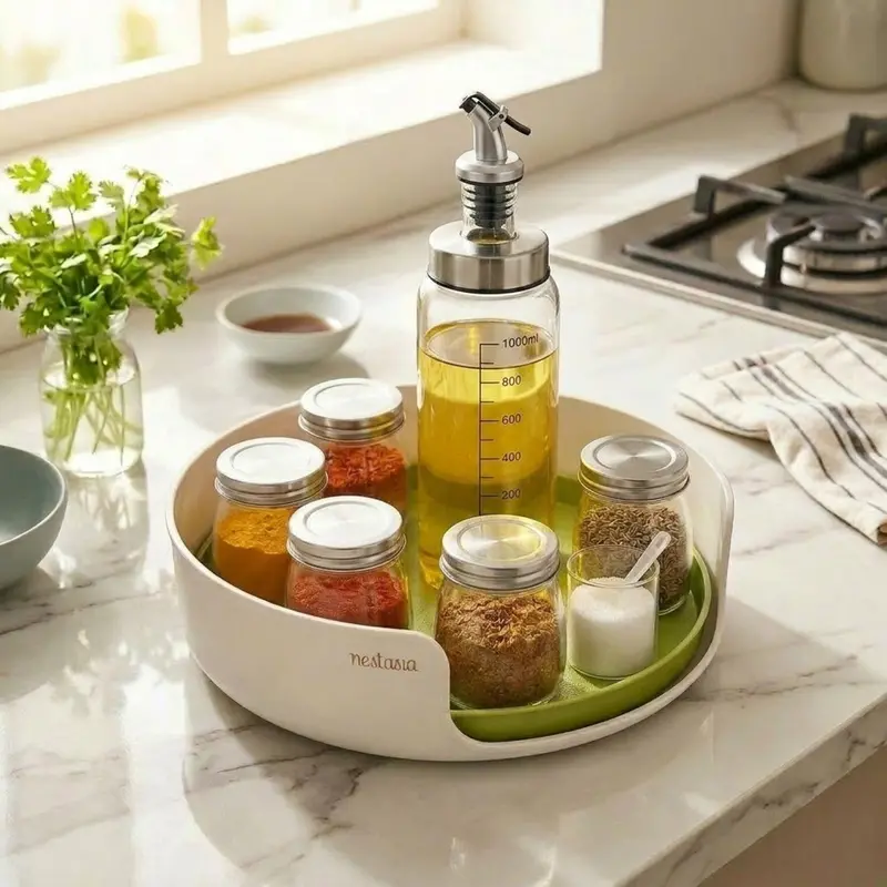 360° Rotating Multi-Use Organizer Tray – Space-Saving Kitchen & Desk Solution 1