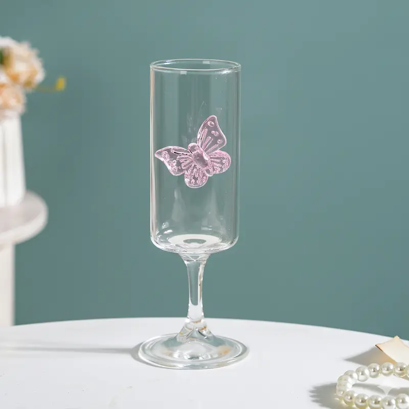 3D Butterfly Detail Champagne Glass – 190Ml Sculptural Stemware 1