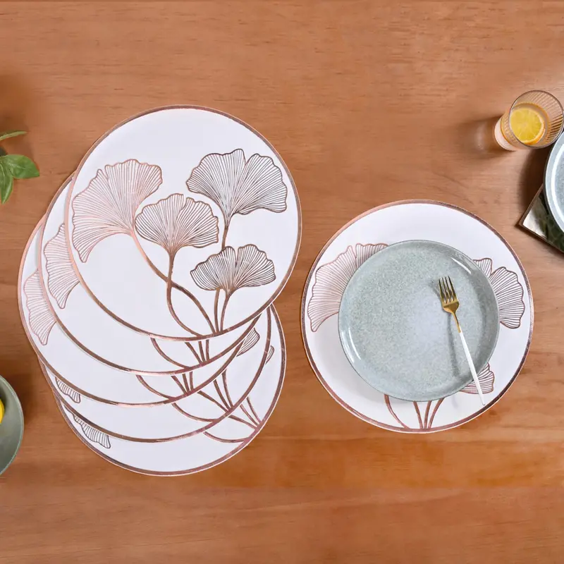 3D Rose Gold Ginkgo Placemats – Dimensional Botanical Set Of 6 1