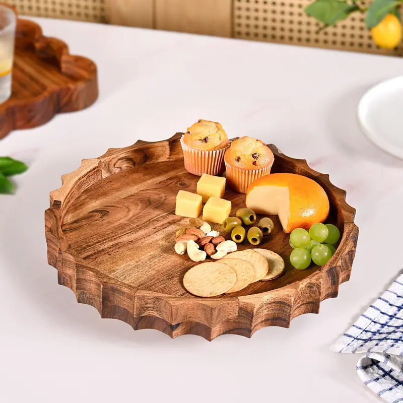 5-Inch Sunshine-Themed Acacia Wood Lazy Susan 1