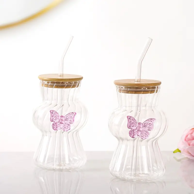 500Ml Butterfly-Themed Beverage Tumbler Set (2) With Straw 1