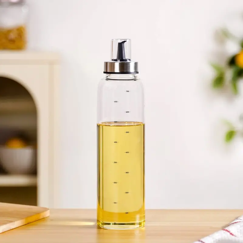 750Ml Smart-Pour Oil & Vinegar Bottle – Stainless Steel Cap & Glass Body 1