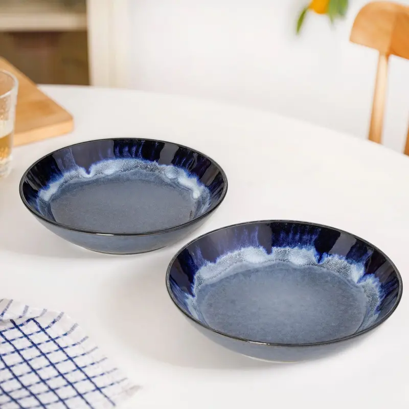 Abstract Ombre Blue Salad Bowls – Set Of 2, 650Ml Capacity 1