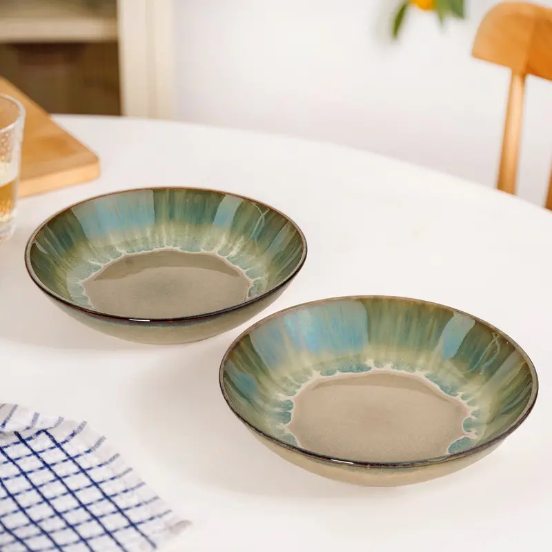 Abstract Ombre Green Salad Bowls – Set Of 2, 650Ml Capacity 1
