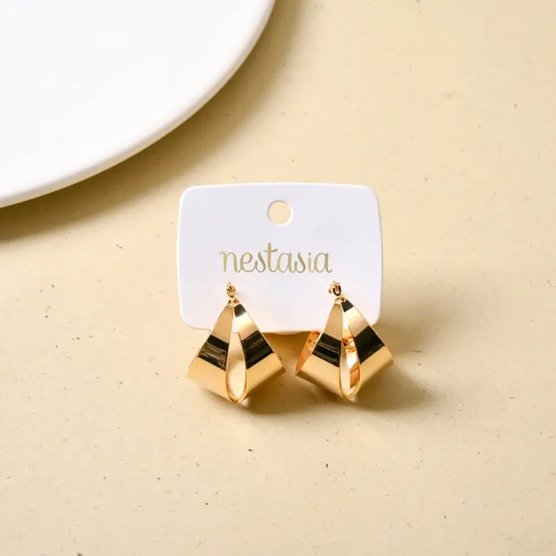 Abstract Sculptural Gold Statement Hoops 1