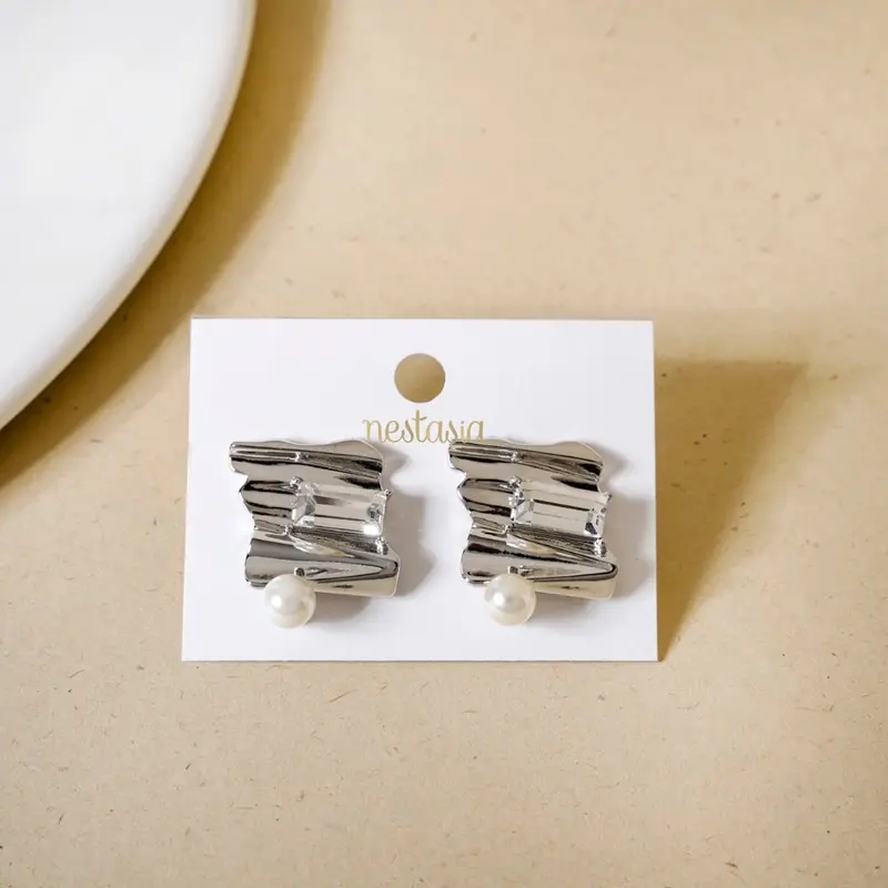 Abstract Silver Aura Stud Earrings 1