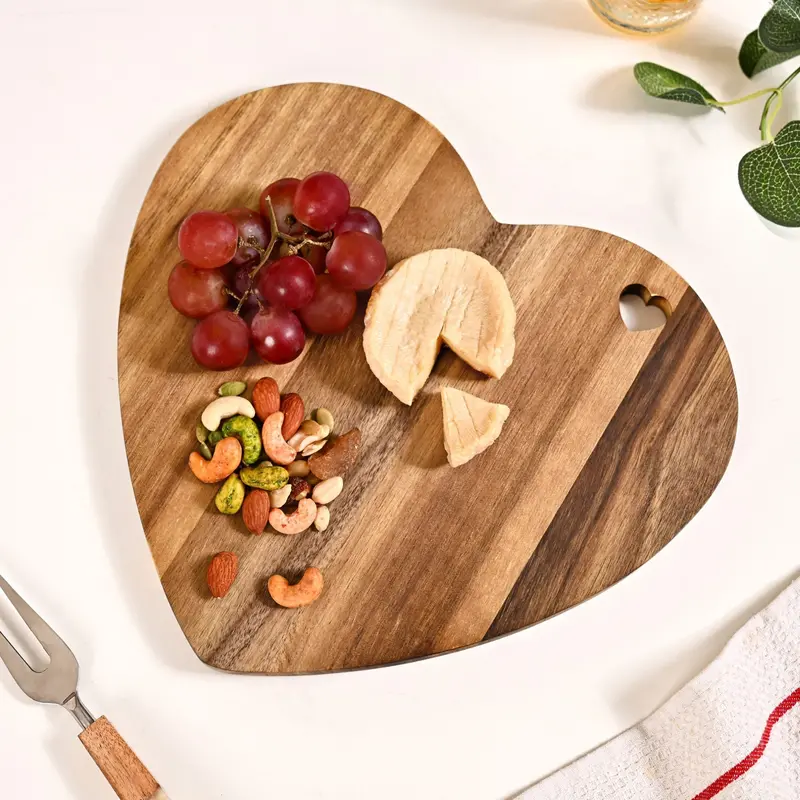 Acacia Wood Heart-Shaped Serving Platter 1