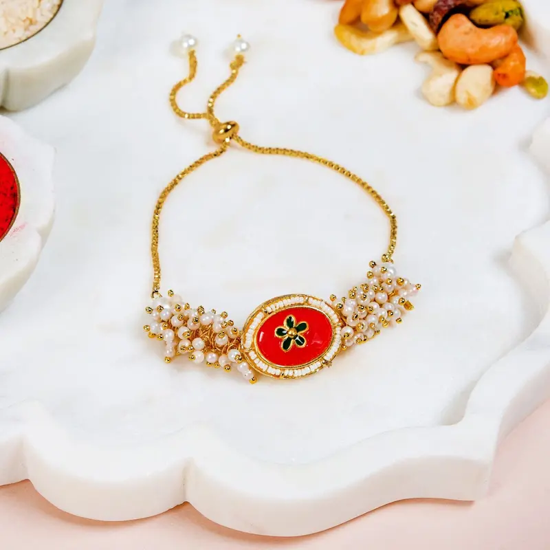Adjustable Crimson Rakhi Gift Set For Siblings 1
