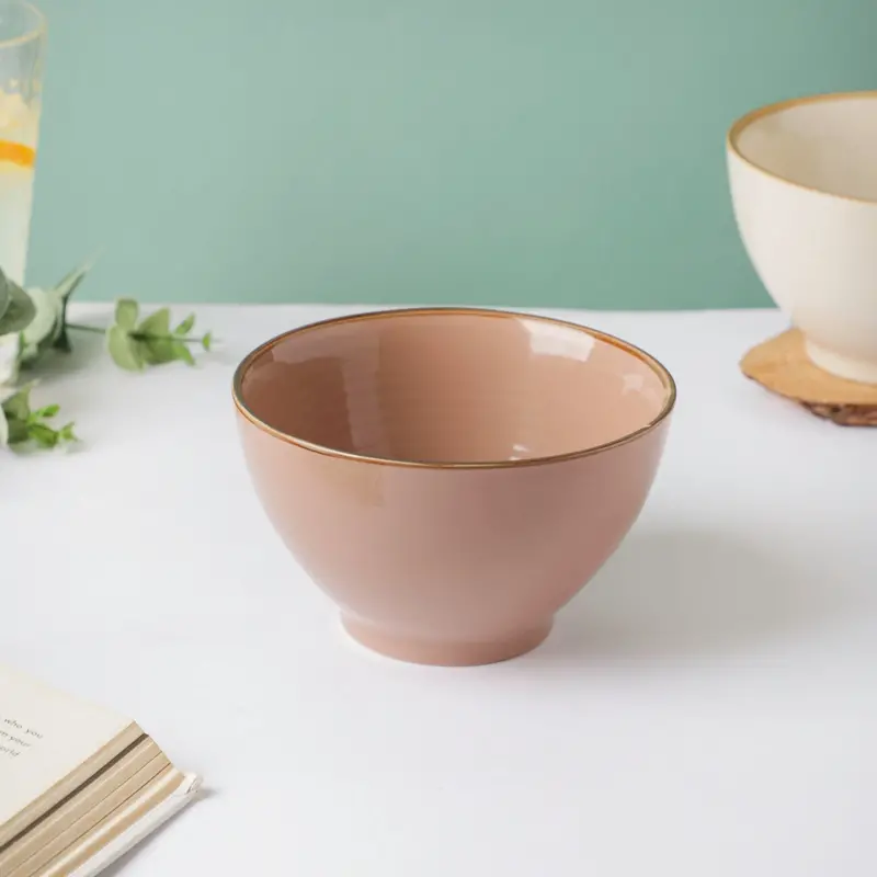Adora Glossy Rimmed Pink Soup Bowl – 550Ml 1
