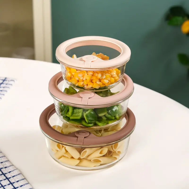Airtight Ombre Round Food Storage Containers – 3-Piece Set With Air Vent Lids (400Ml, 620Ml, 950Ml) 1