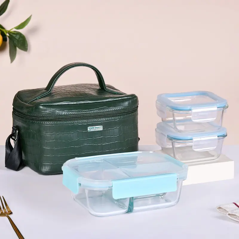 All-In-One Insulated Lunch Bag + 4-Piece Bpa-Free Lunchbox Set (2X300Ml, 2X1000Ml) 1