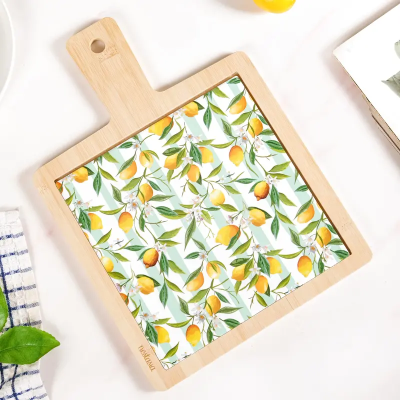 Amalfi Coast Citrus-Print Serving Platter – Vibrant 33 × 23 Cm Design 1