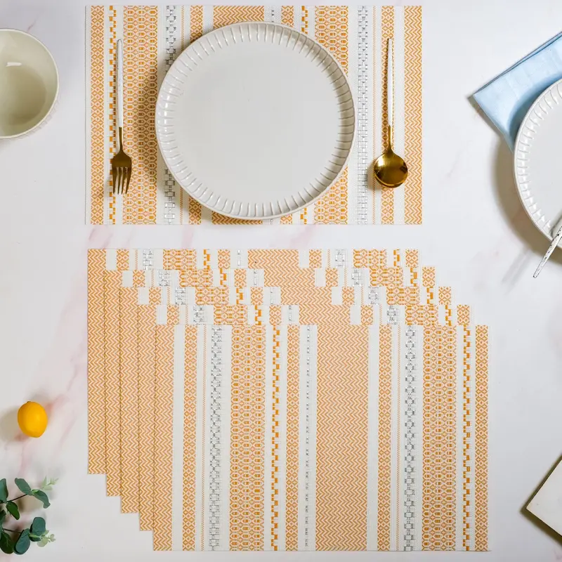 Amber Sunrise Placemat Collection – 6-Piece Warm-Tone Table Mats 1