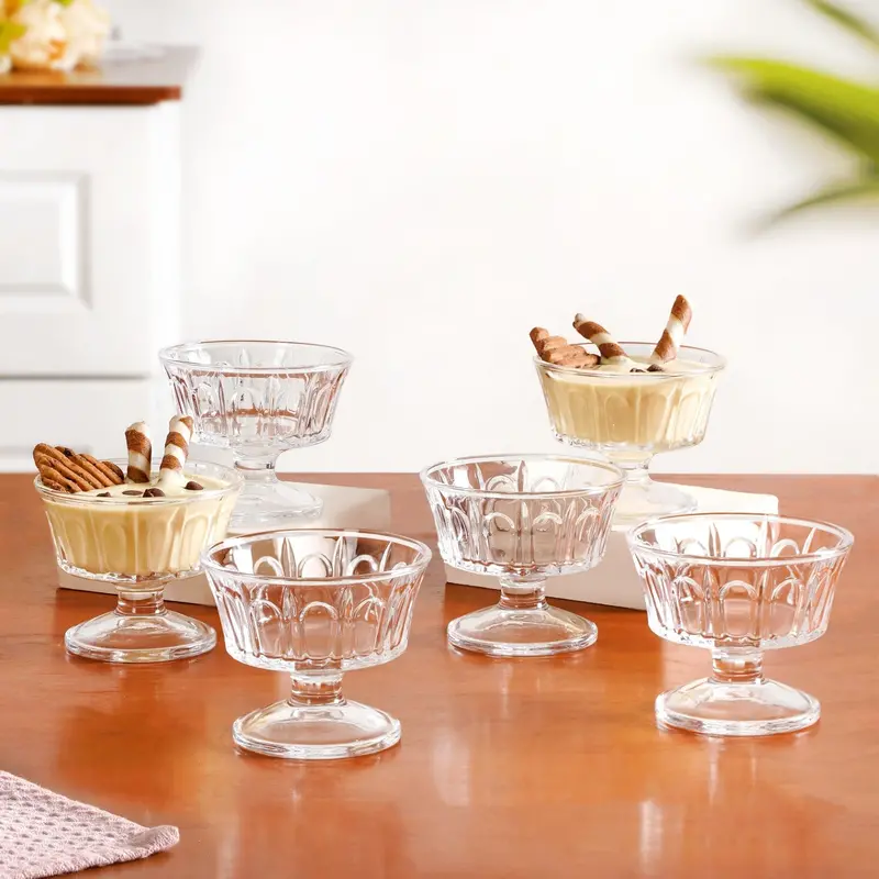 Antique-Style Dessert Glass Bowls – Set Of 6, 120Ml Curved-Rim Serveware 1