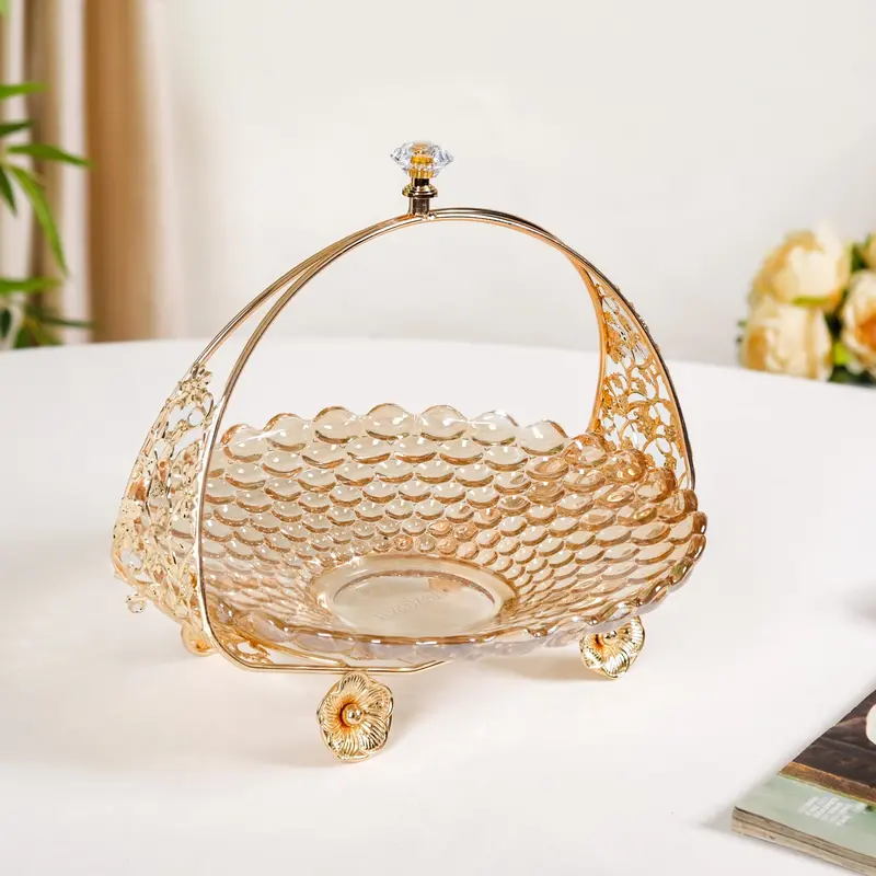 Antique-Style Floral Embellished Glass Serving Bowl 1