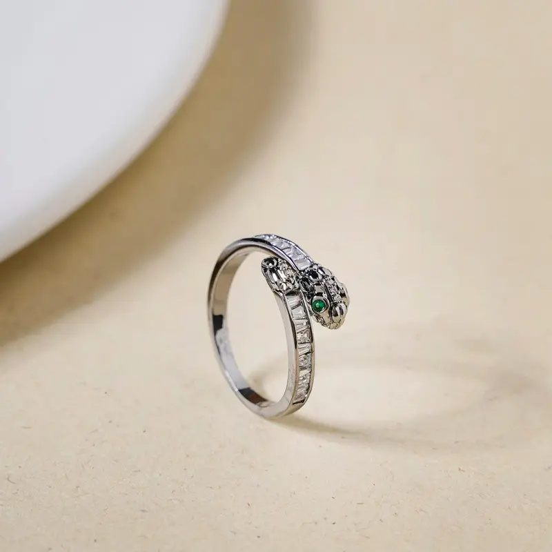 Antiqued Oxidized Silver Serpent Ring 1