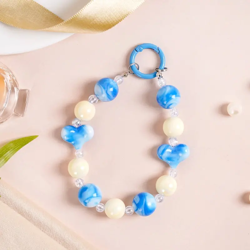 Aqua-Colored Beaded Keychain – Amour-Inspired Design 1