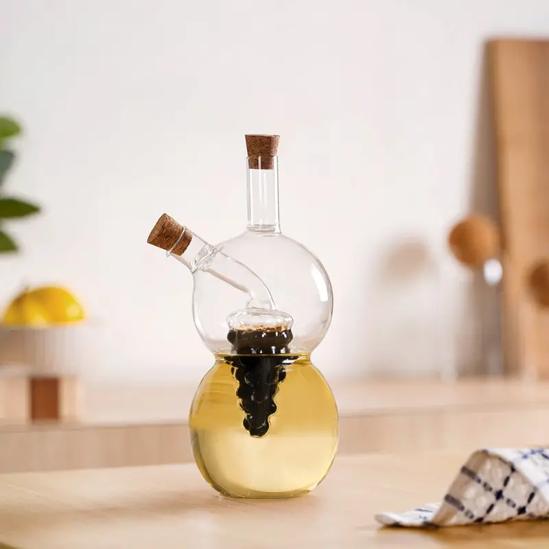 Artisan Grape Sculpture Cruet – Olive Oil Bottle With Integrated Italian Seasoning Compartment 1