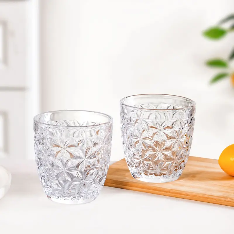 Artisanal Embossed Glass Tumbler Set – 6-Piece, 260Ml 1