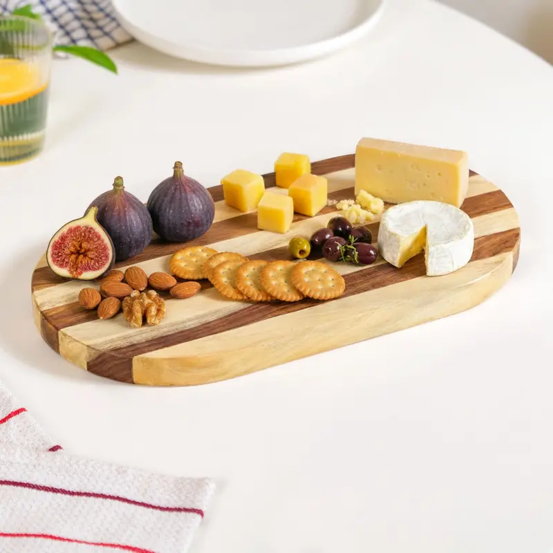 Atelier Capsule Cheese Serving Tray – 38X20Cm Slim Gingham Wood & Resin Board 1