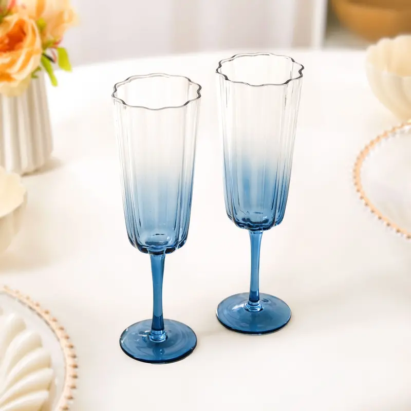 Aurora Ombre Fluted 220Ml Blue Champagne Flutes – Set Of 2 1