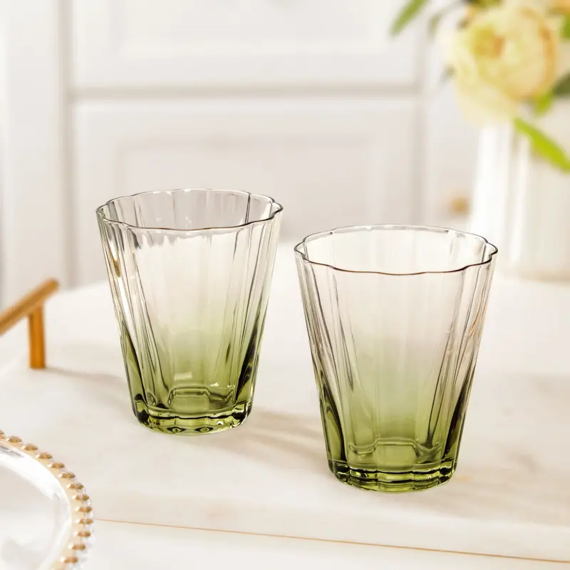 Aurora Ombre Fluted 270Ml Green Tumblers – Set Of 2 1