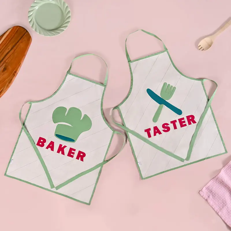 Baker & Taster Dual Apron Set – Fun, Functional Cooking Duo 1