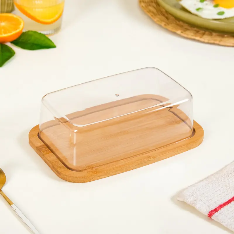 Bamboo Butter Keeper With Clear Acrylic Lid 1