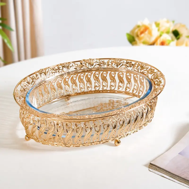 Baroque-Style Decorative Glass Bowl With Ornamental Detailing 1