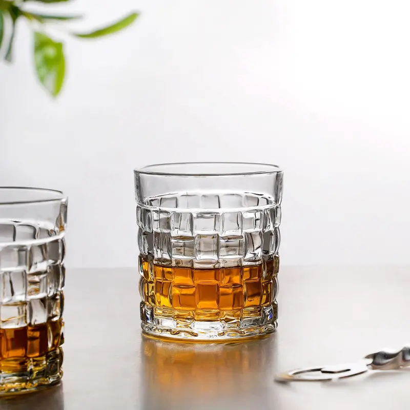 Basket-Weave Embossed Whiskey Rocks Tumblers – Set Of 6, 230Ml 1