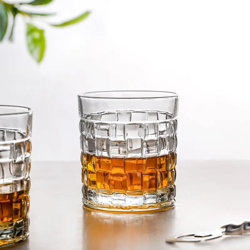 Basket-Weave Textured Luxury Whiskey Tumblers – Set Of 6, 310Ml 1