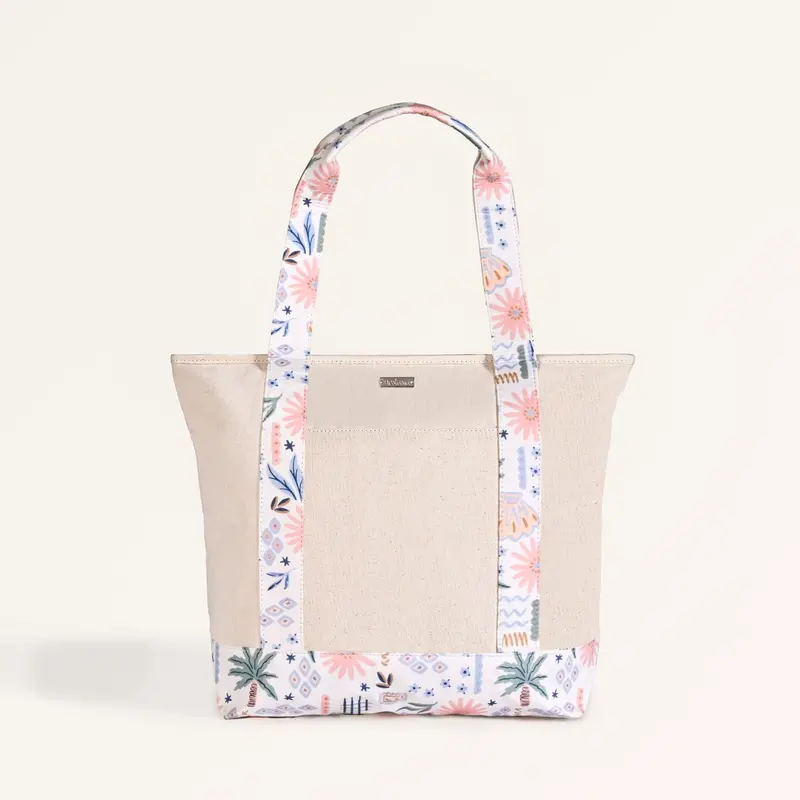 Beach-Themed Large Zippered Canvas Tote Bag 1