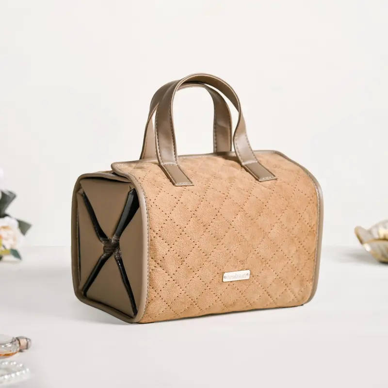 Beige Roll-Up Vanity Makeup Pouch 1