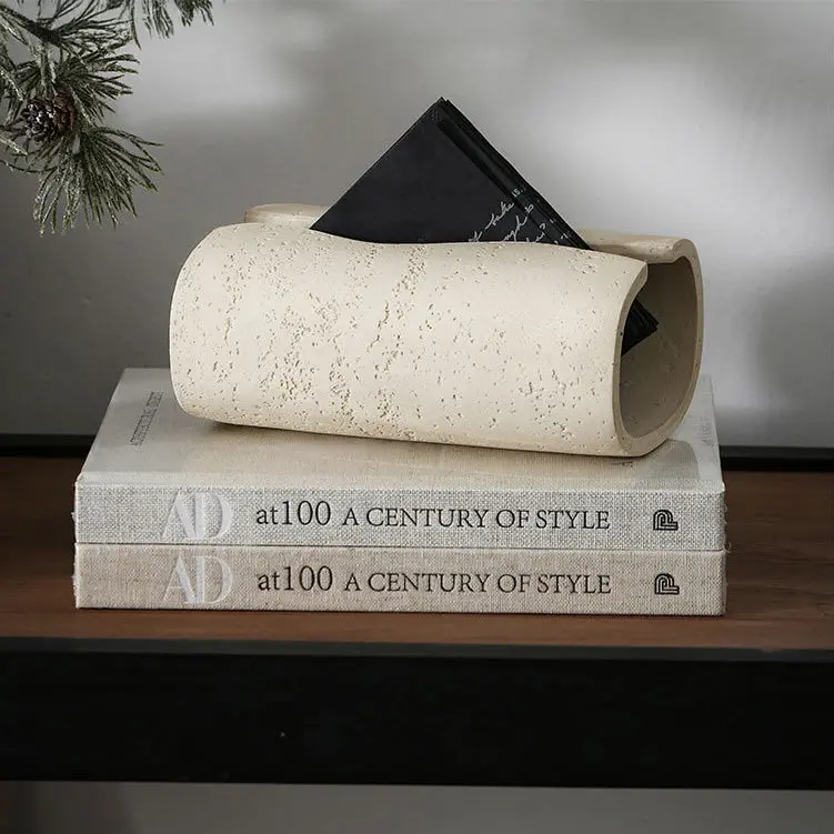 Beige Wave-Form Tissue Box Holder 1