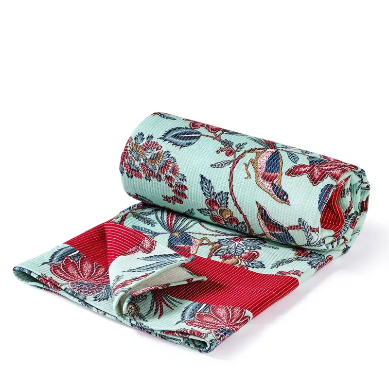 Birdsong Symphony Quilted Mint Bedcover – 254X221Cm 1