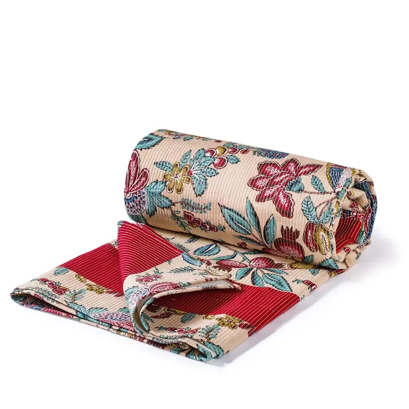 Birdsong Symphony Quilted Peach Bedcover – 254X216Cm 1