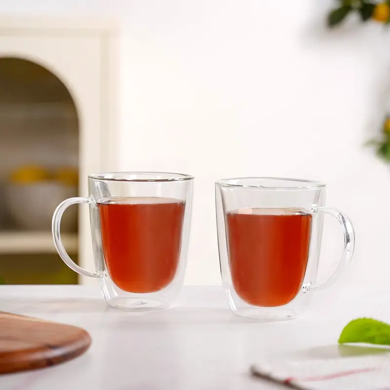 Bistro-Style Double-Wall Coffee Mugs – Set Of 2 (300Ml) 1