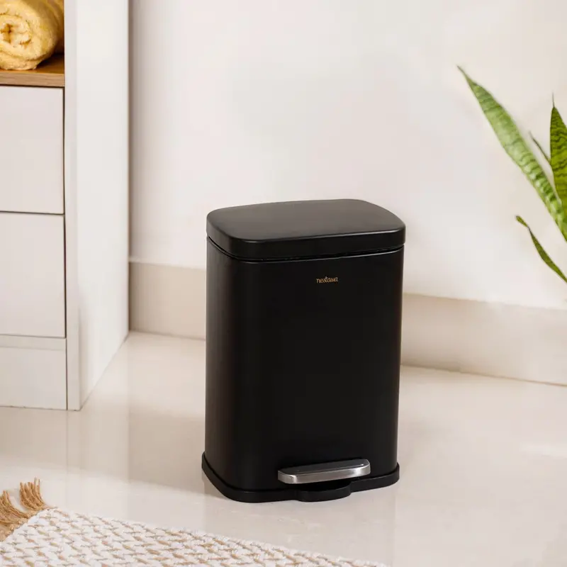 Black 5L Commercial-Grade Foot-Operated Metal Waste Bin 1