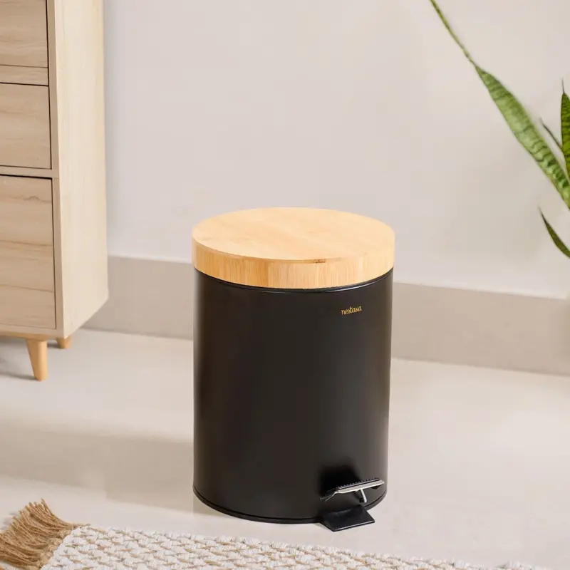 Black 5L Stackable Metal Bin With Removable Inner Liner Bucket 1