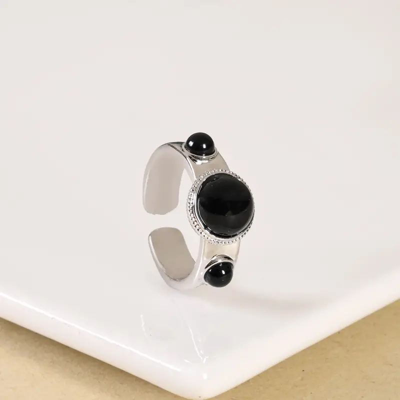 Black And Silver Gleamstone Ring 1